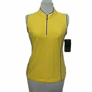 LBH Top Womens Medium Yellow Sleeveless 1/4 Zip Tennis Golf Athleasure USA